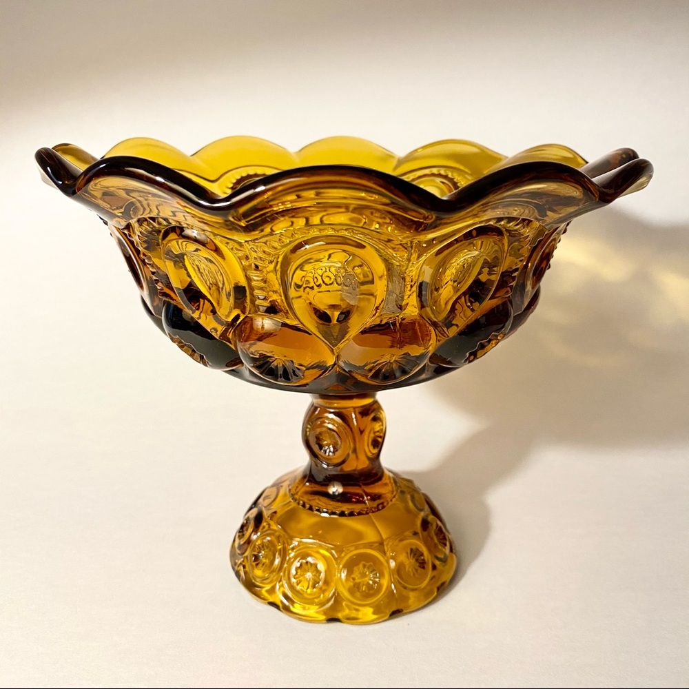 L.E. Smith Moon & Stars Amber Compote